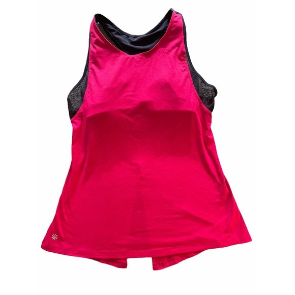 Athleta Essence CYA Support Top Built in Bra Size Pink Navy XS - Picture 2 of 9